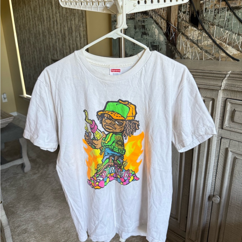 Supreme White and Green Graphic Tee